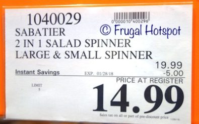 Costco Sale Price: Sabatier 2-in-1 Salad Spinner