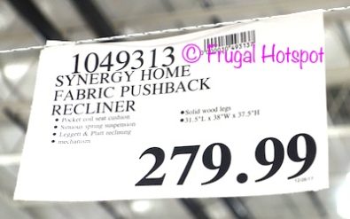 Costco Price: Synergy Home Fabric Pushback Recliner
