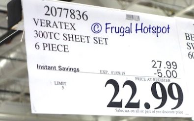 Costco Sale Price: Veratex Sheet Set 6-Piece Set