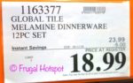 Costco Sale Price: Global Tile Melamine Dinnerware 12-Piece Set