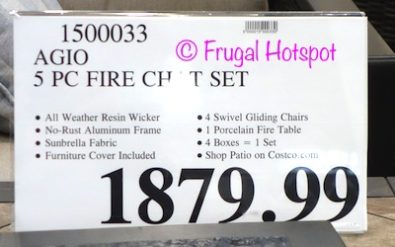 Costco price: Propane Holder from the Agio Cordova 5-Piece Fireplace Chat Set