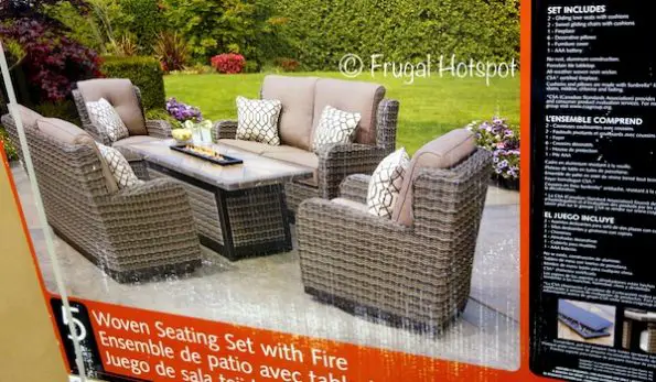 Agio Eastport 5-Piece Woven Seating Set with Fire Table at Costco