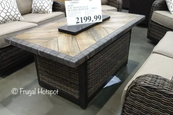 Agio Eastport 5-Piece Woven Seating Set with Fire Table at Costco Agio Eastport 5-Piece Woven Seating Set with Fire Table at Costco