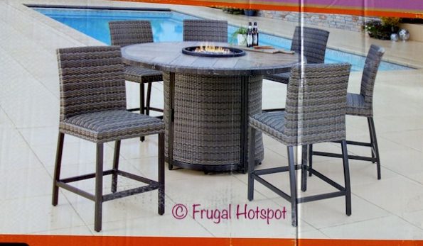 Agio Eastport 7-Piece High Dining Set with Fire Table at Costco