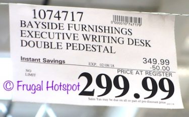 Costco Sale Price: Bayside Furnishings Executive Writing Desk