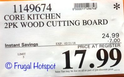 Costco Sale Price: Core Kitchen Multi-Wood Cutting Board 2-Pack