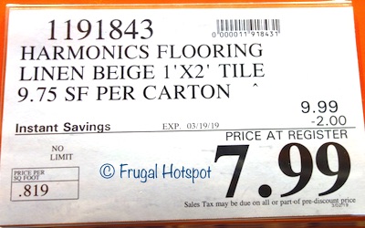 Costco Sale Price: Harmonics Linen Beige 12" x 24" Porcelain Tile