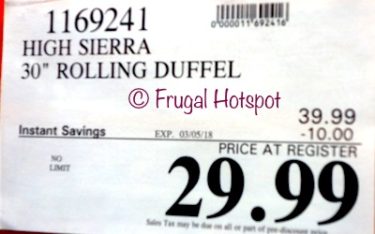 Costco Price: High Sierra 30" Drop-Bottom Wheeled Duffel