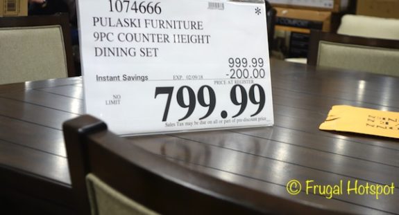 Costco Sale Price: Pulaski Furniture 9-Piece Counter Height Dining Set