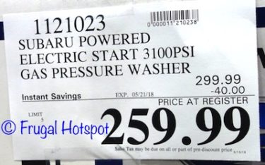 Costco Price: PowerStroke Subaru Powered Gas Pressure Washer