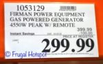 Costco price: Firman Gas Powered Generator 