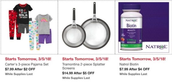 Costco In-Warehouse Hot Buys: Starts March 5, 2018: Carter's 3-Pc Pajama Set, Tramontina 2-Pc Splatter Screens, Natrol Biotin