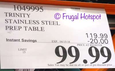 steel table trinity stainless prep costco