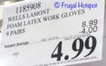 Costco Price: Wells Lamont Foam Latex Work Gloves 9-Pairs