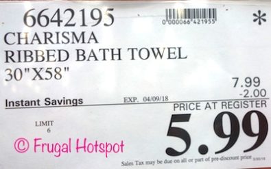 Costco Price: Charisma Ribbed Bath Towel