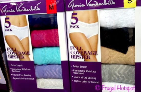 Gloria Vanderbilt Ladies Hipster with Lace 5-Pack at Costco