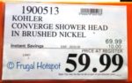 Costco Sale Price: Kohler Converge Shower Head in Brushed Nickel