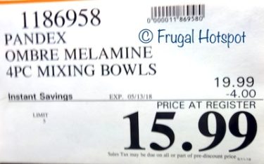 Costco Price: Pandex Ombre Melamine Mixing Bowls 4-Piece