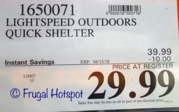 Costco Sale Price: Lightspeed Outdoors Quick Shelter