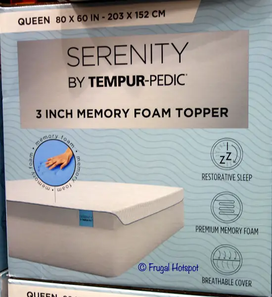 Tempur-Pedic Serenity 3inch Memory Foam Mattress Topper Queen Costco