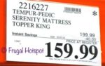 Costco Sale Price: Tempur-Pedic Serenity Mattress Topper King Size at Costco