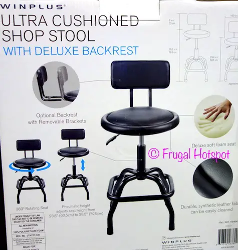 Winplus Ultra Cushioned Shop Stool with Deluxe Backrest at Costco