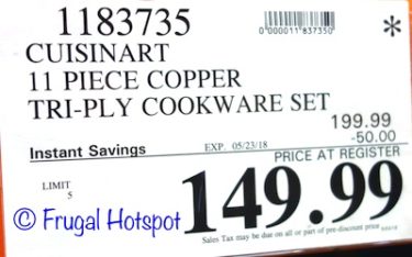 Costco Sale Price: Cuisinart Copper Tri-Ply Cookware 11-Piece Set