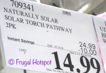 Costco Sale Price: Naturally Solar Torch Pathway Lights 2-Pack