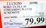 Costco Price: Roku Ultra 4K Streaming Player with Remote