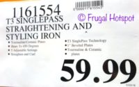 Costco Regular Price: T3 Singlepass White and Rose Gold 1" Straightening and Styling Iron