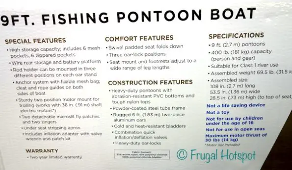 Description of Classic Accessories 9' Fishing Pontoon Boat at Costco 