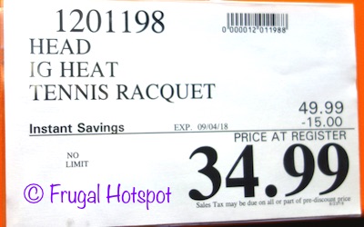 Head IG Heat Tennis Racquet. Costco Sale Price