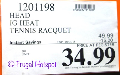 Head IG Heat Tennis Racquet. Costco Sale Price