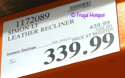 Costco Sale Price: Simon Li Leather Recliner