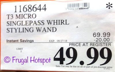 Costco Price: T3 Professional SinglePass Whirl Styling Wand 