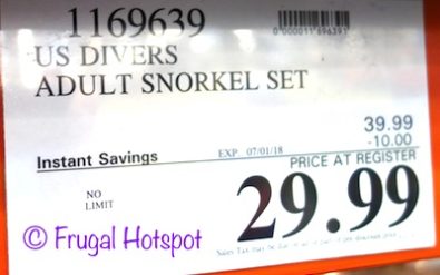 Costco Sale Price: US Divers Adult Snorkel Set Costco Sale Price: US Divers Adult Snorkel Set