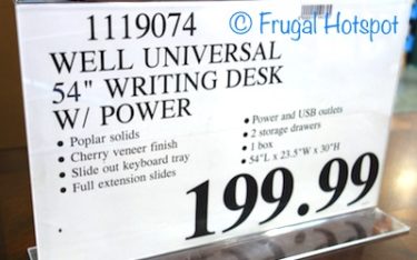 Costco Regular Price: Well Universal 54" Writing Desk