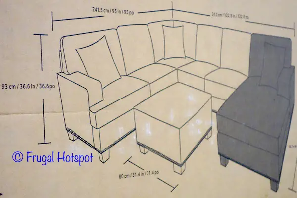 Dimensions of Bainbridge Fabric Tia Sectional with Ottoman at Costco