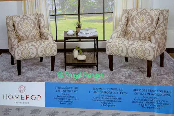 Home Pop by Kinfine 3-Piece Fabric Chair and Accent Table Set at Costco