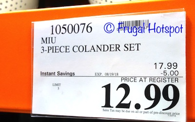 MIU 3-Piece Colander Set. Costco Price