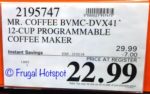 Costco Sale Price: Mr. Coffee 12-Cup Coffee Maker Model BVMC-DVX41