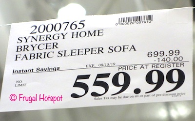 Synergy Home Fabric Sleeper Sofa Costco Sale Price