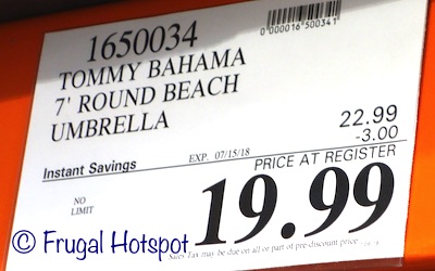 Costco Sale Price: Tommy Bahama 7' Beach Umbrella