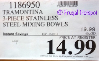 Costco Sale Price: Tramontina 3-Piece Stainless Steel Mixing Bowls