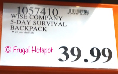 Costco price: Wise Company 5-Day Survival Backpack Costco price: Wise Company 5-Day Survival Backpack