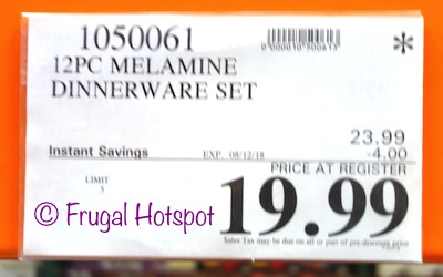 12-Piece Melamine Dinnerware Set. Costco price