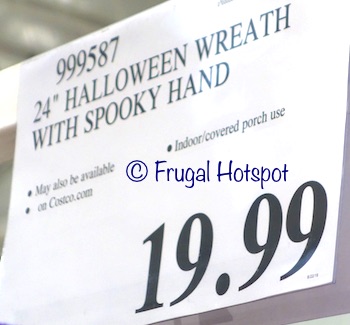 Costco price of 24-Inch Halloween Wreath with Witch's Hand $19.99