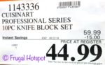 Cuisinart Professional Series 10-Piece Knife Block Set. Costco Price