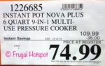 Costco Sale Price: Instant Pot Nova Plus 6-Quart 9-in-1 Multi-Use Programmable Pressure Cooker