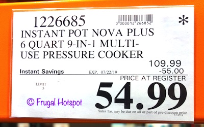 Instant Pot Nova Plus Pressure Cooker Costco Sale Price